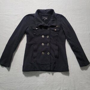 Hurley Black Military Style Jacket Women’s Double Breasted Metal Button Coat XL